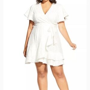 City Chic White Wrap Mini Dress